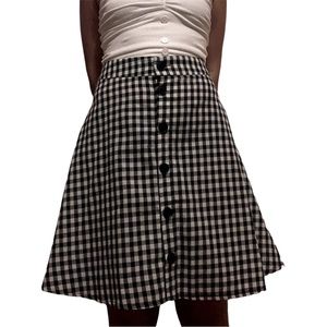 Checkered Button Skirt